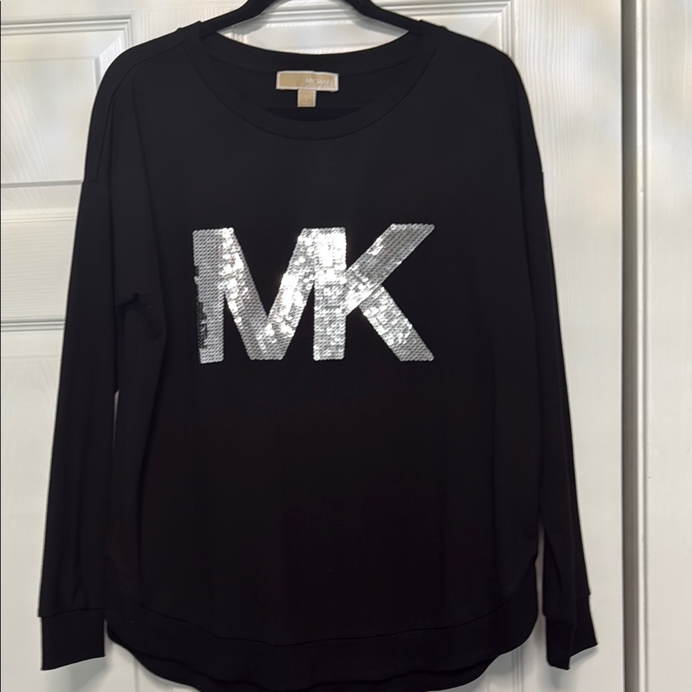 Michael Kors Black Sweatshirt with Silver Sequin Logo